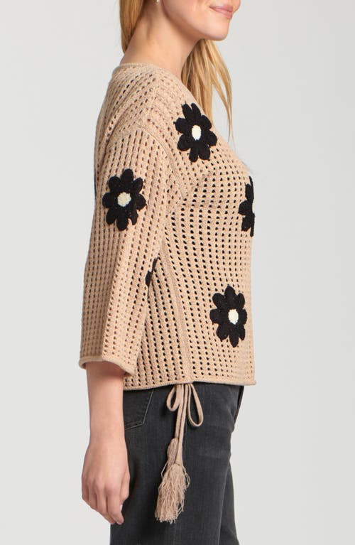 Apny Floral Appliqué Sweater In Brown