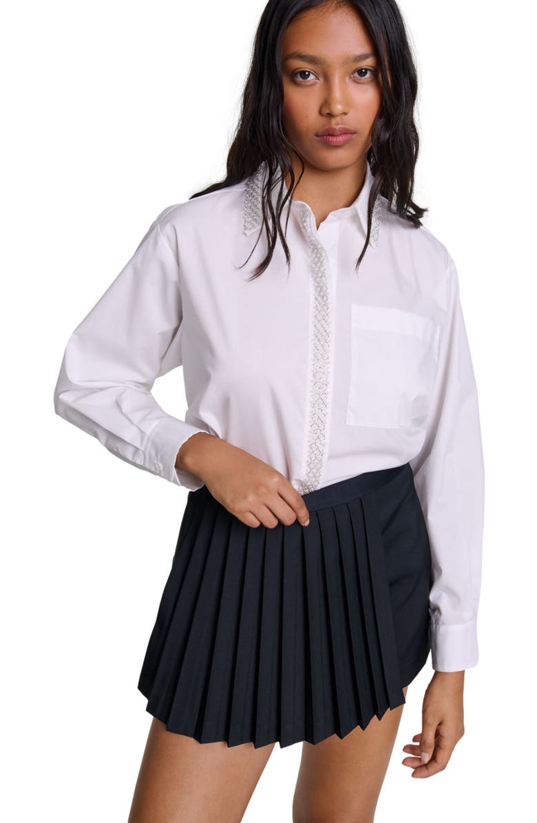 maje Straight-fit pleated shorts, Main, color, Black