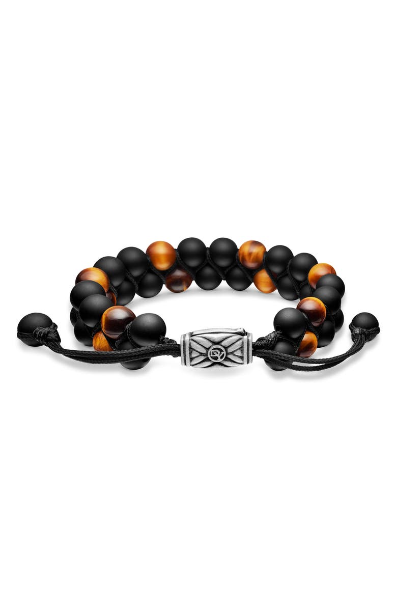 David Yurman Spiritual Beads Two Row Woven Bracelet, 8mm, Alternate, color, Zdnublack Onyx