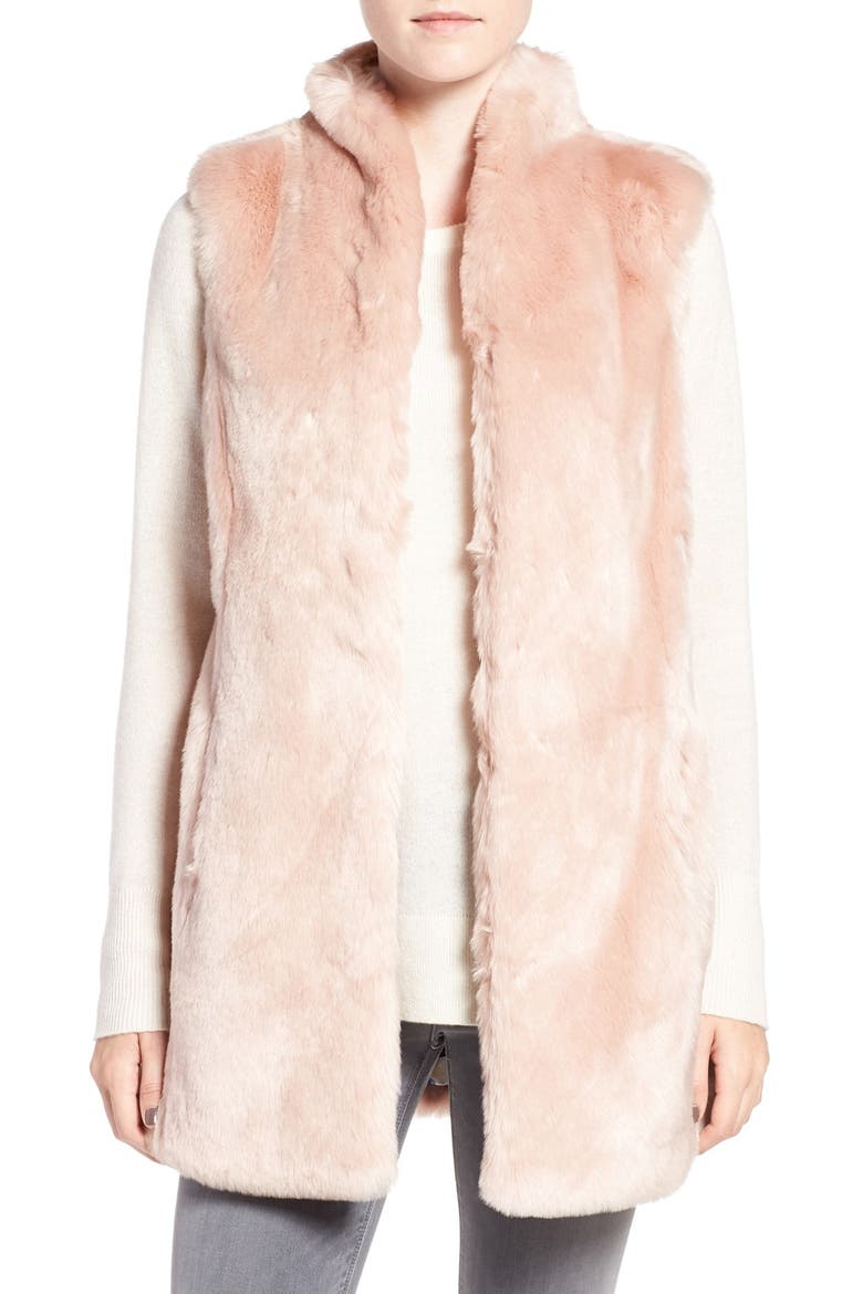 Faux Mink Fur Vest, Main, color, BLUSH