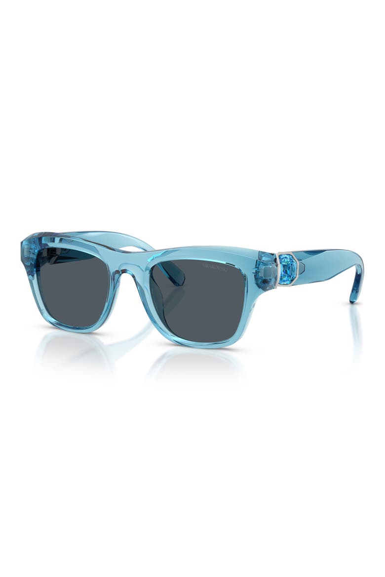 50mm Small Pillow Sunglasses, Alternate, color, LIGHT TRANSPARENT BLUE / DARK GREY