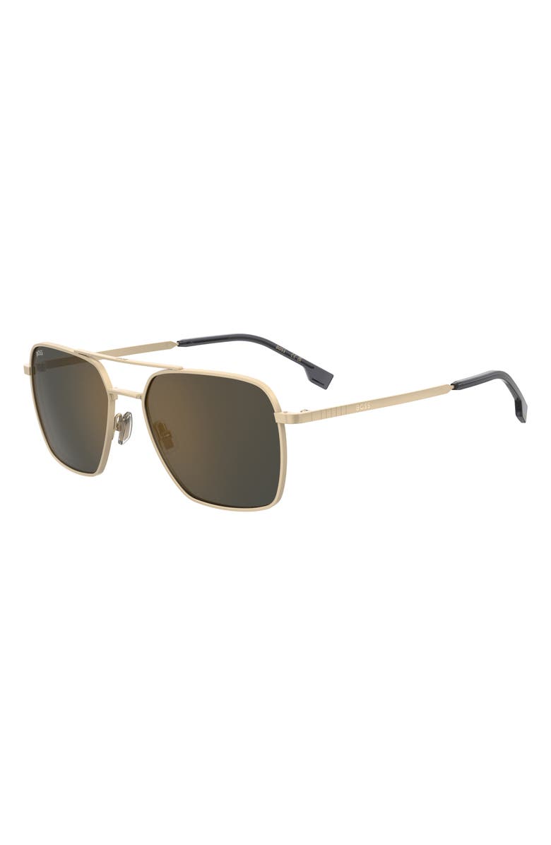 BOSS 57mm Aviator Sunglasses, Alternate, color, Matte Gold