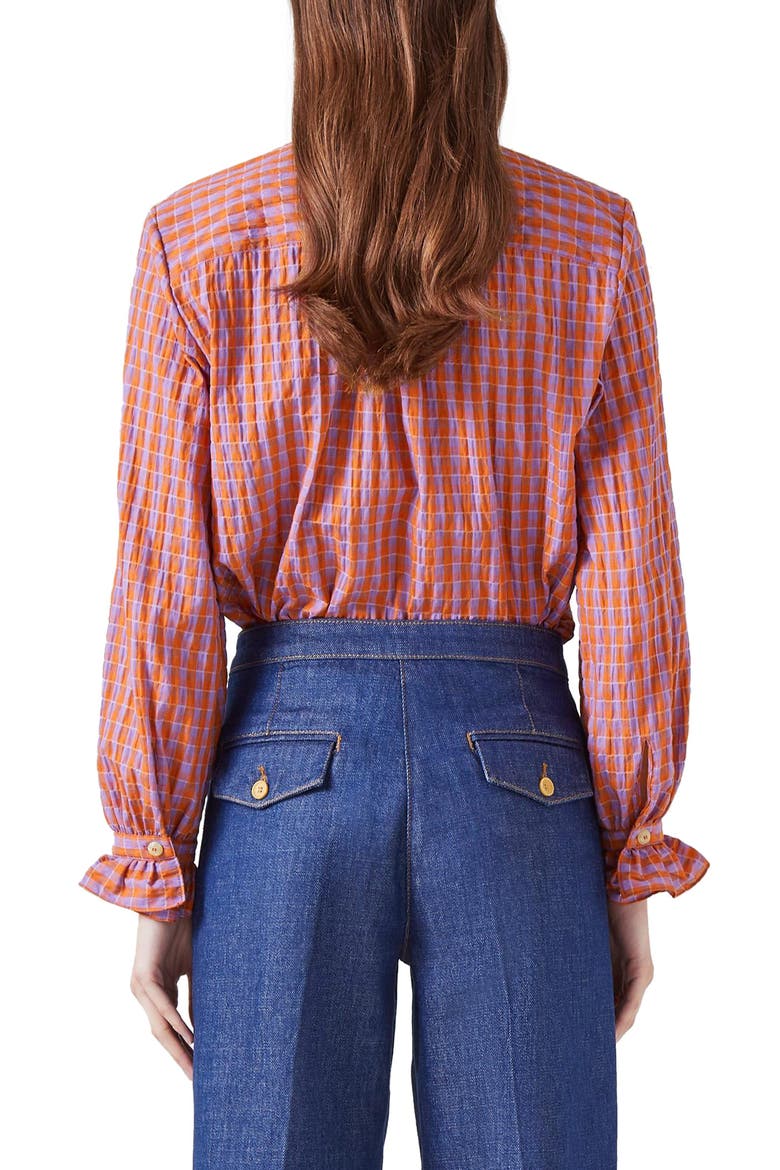 Camille Ruffle Mock Neck Shirt, Alternate, color, ORANGE