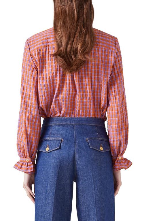 Lk Bennett Womens Mul-orange Camille Gingham Seersucker-cotton Shirt In Orange