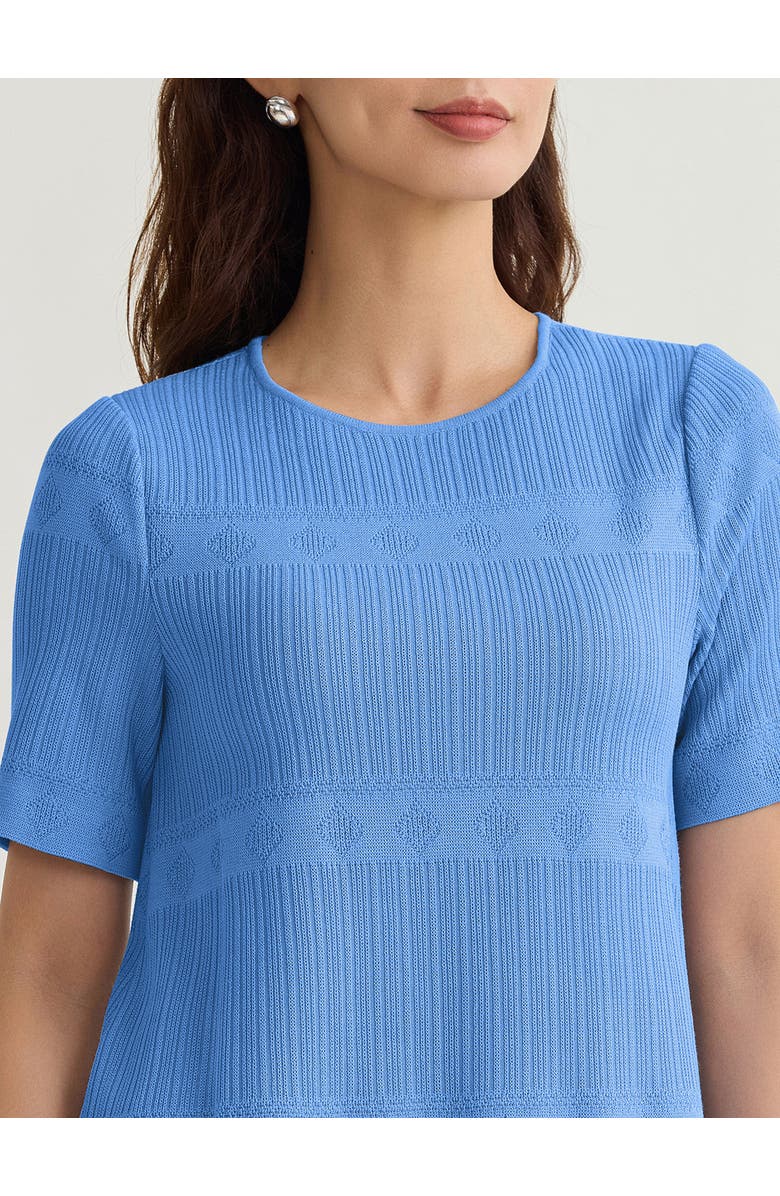 Misook Diamond Ribbed Texture Soft Knit Tunic, Alternate, color, Tranquil Blue