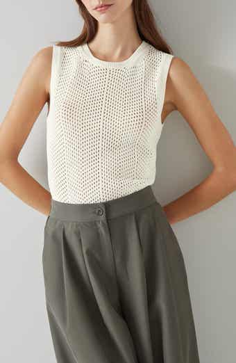 LK Bennett Ava Open Stitch Sleeveless Cotton Blend Sweater