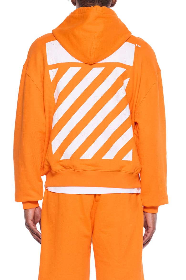 Diagonal Stripe Logo Cotton French Terry Graphic Hoodie, Alternate, color, ORANGE TIGER