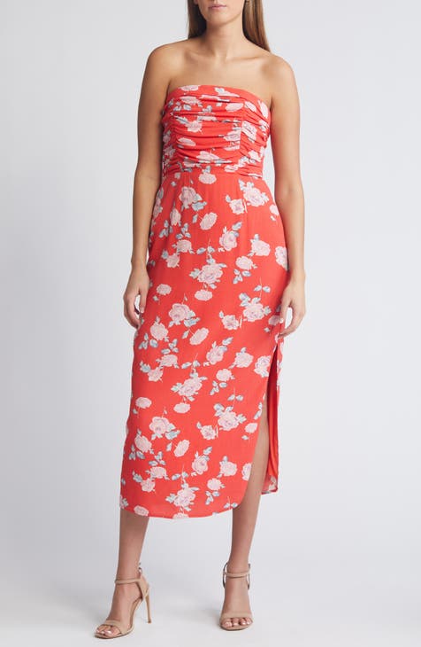 Birdie Ruched Strapless Midi Dress