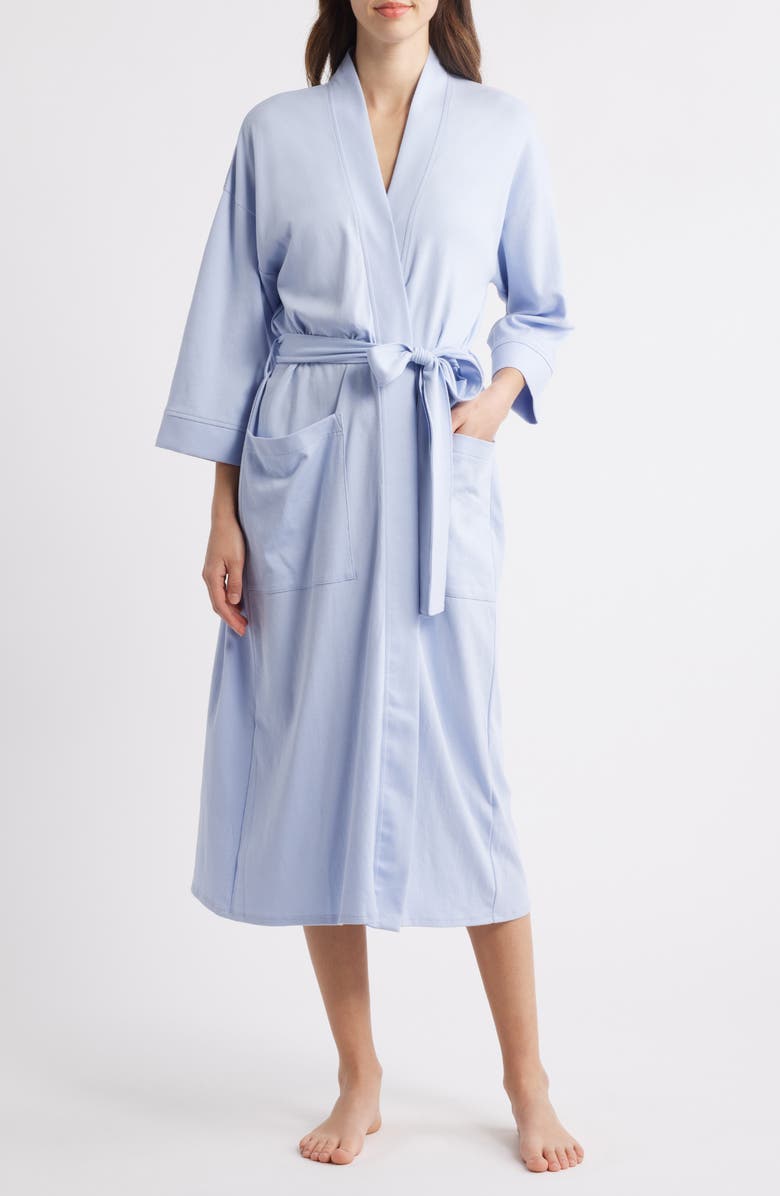 EILEEN FISHER SLEEP Three Quarter Sleeve Organic Cotton Robe, Main, color, 