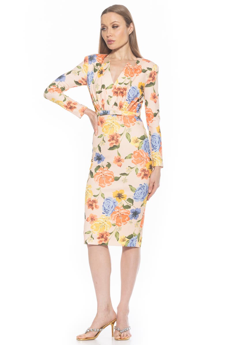 Alexia Admor Arleth V-Neck Sheath Dress, Alternate, color, Sand Floral