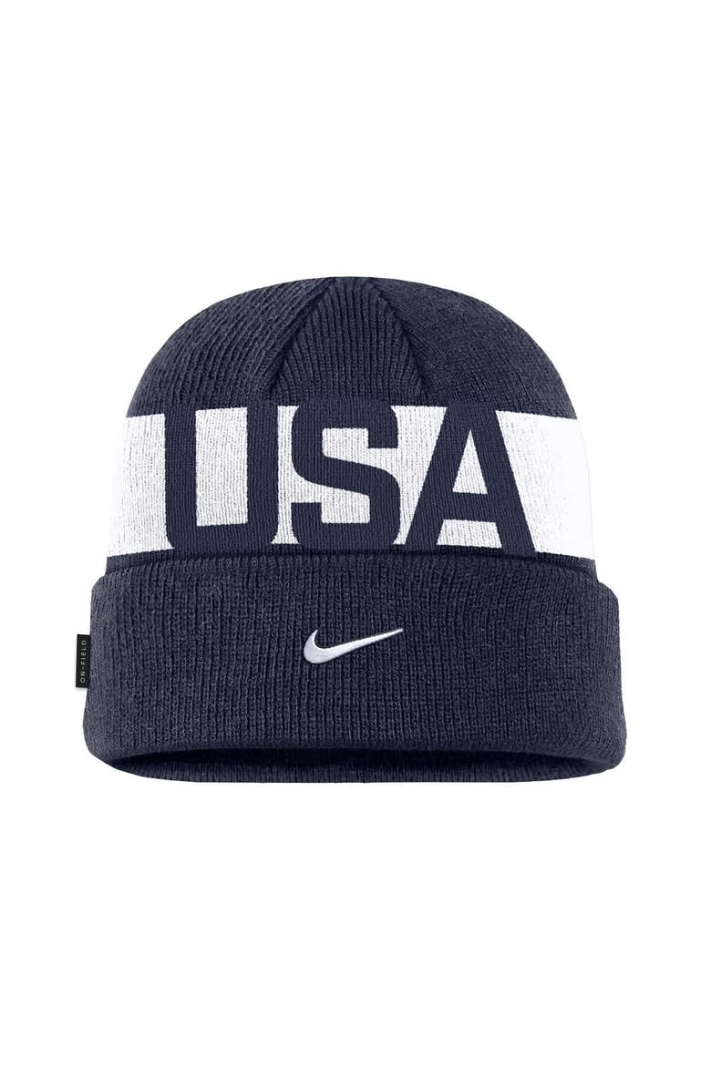 Nike Men's Nike Navy Team USA On-Field Utility Cuffed Knit Hat, Alternate, color, Navy