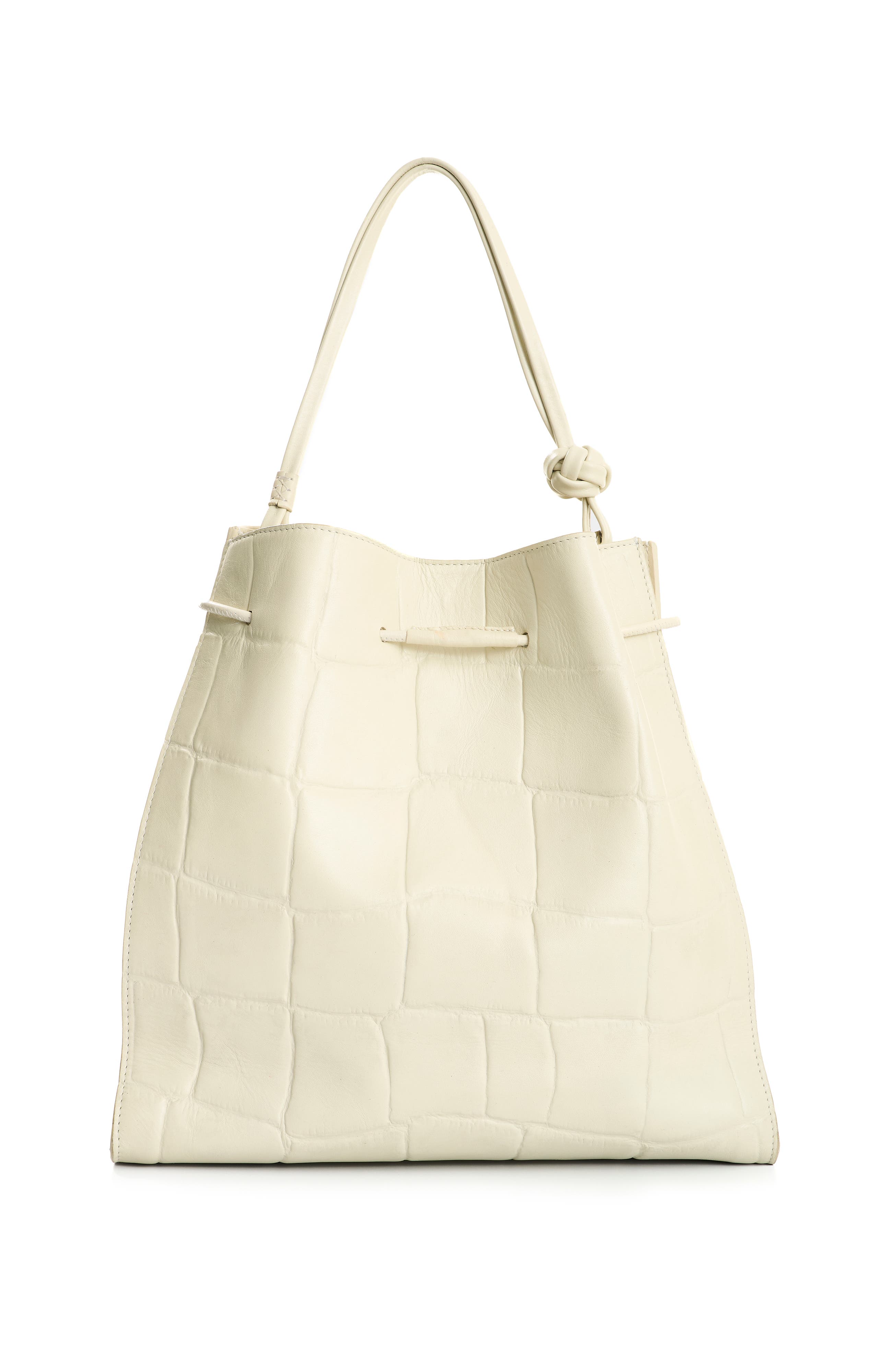 Embossed Leather Tote Bag, Alternate, color, White