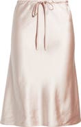 Open Edit Knee Length Drawstring Satin Skirt