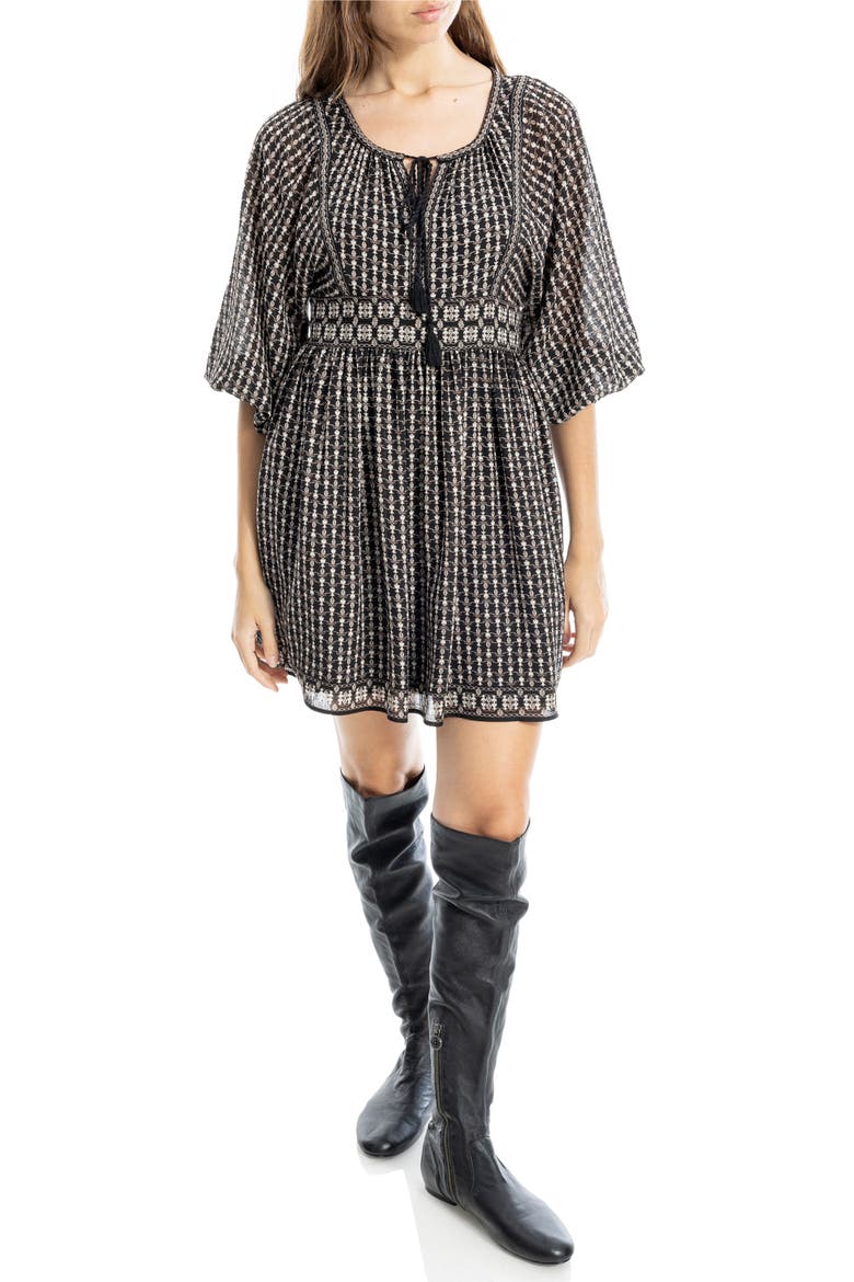 Puff Sleeve Minidress, Alternate, color, BLACK