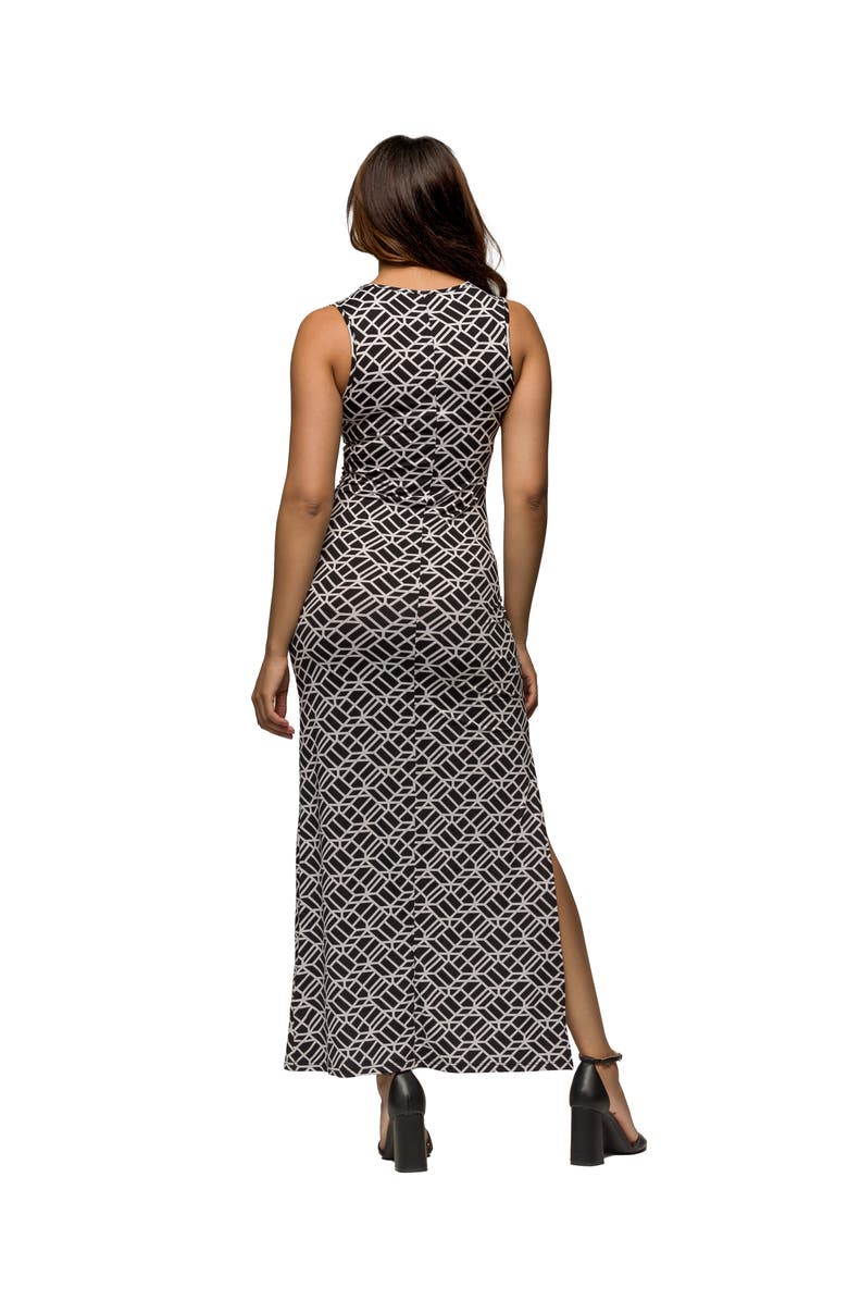 24seven Comfort Apparel Maternity Black and White Print Sleeveless Side Slit Maxi Dress, Alternate, color, Black Multi
