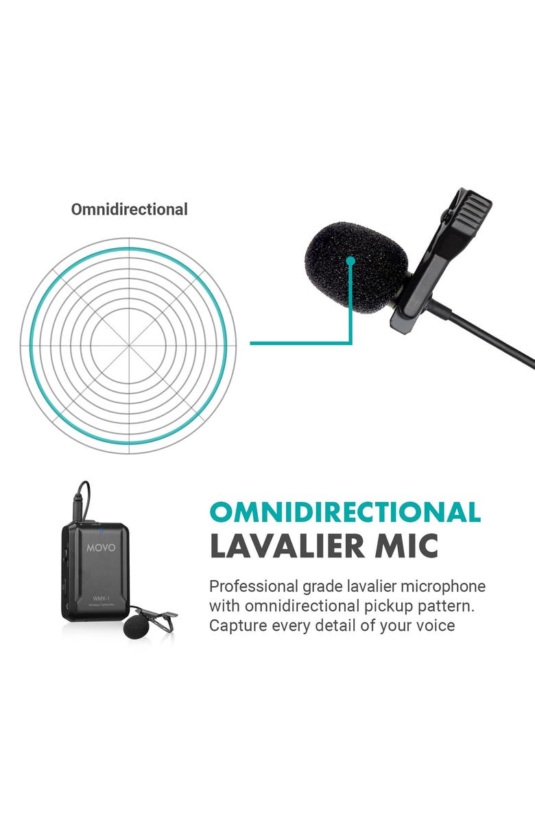 MOVO Wireless USB-C Microphone System for Android and iPhone 15 and Up, Alternate, color, Black