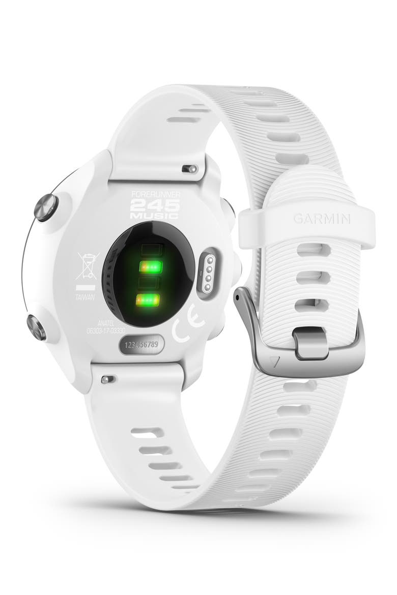 Forerunner® 245 Music GPS Running Smart Watch, 42mm, Alternate, color, WHITE