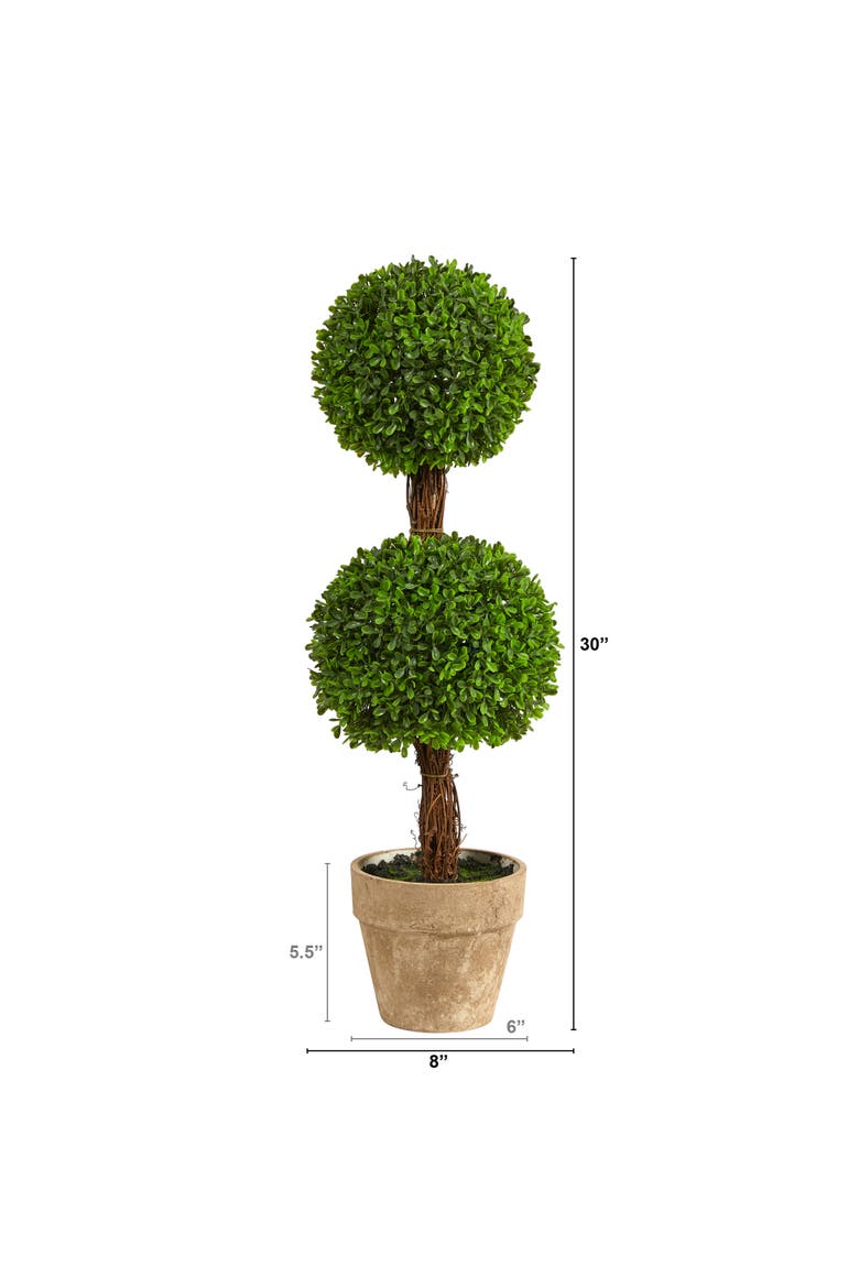 2.5-ft Boxwood Double Ball Topiary Artificial Tree, Alternate, color, Green