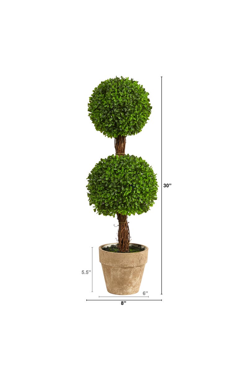 NEARLY NATURAL 2.5-ft Boxwood Double Ball Topiary Artificial Tree, Alternate, color, Green