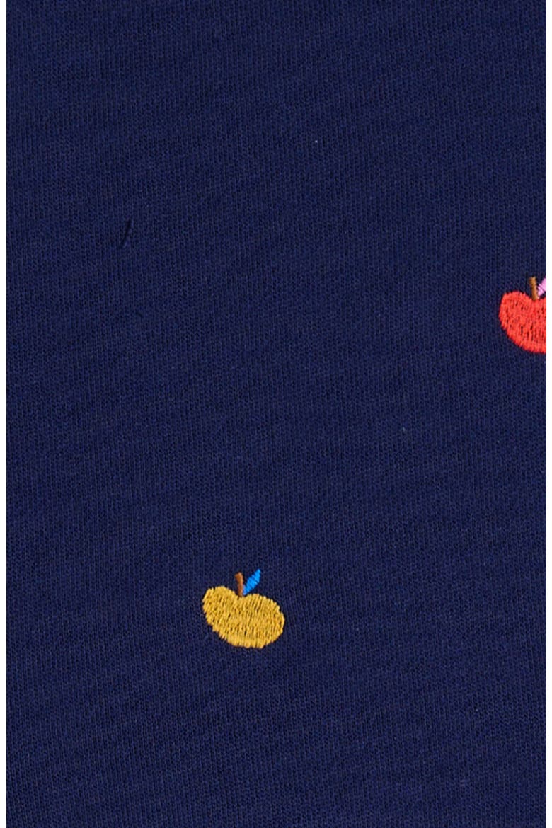 Kids' Apple Embroidered Flutter Sleeve Sweatshirt Dress, Alternate, color, COLLEGE NAVY RAINBOW APPLES