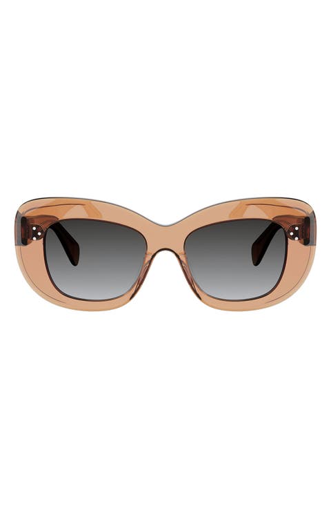 53mm Gradient Geometric Cat Eye Sunglasses