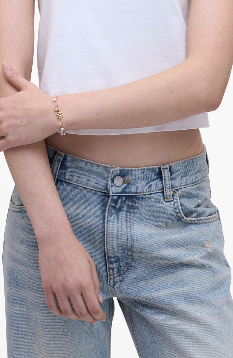 Marc Jacobs MJ Balloon Bead & Freshwater Pearl Bracelet, Alternate, color, Gold/ Cream