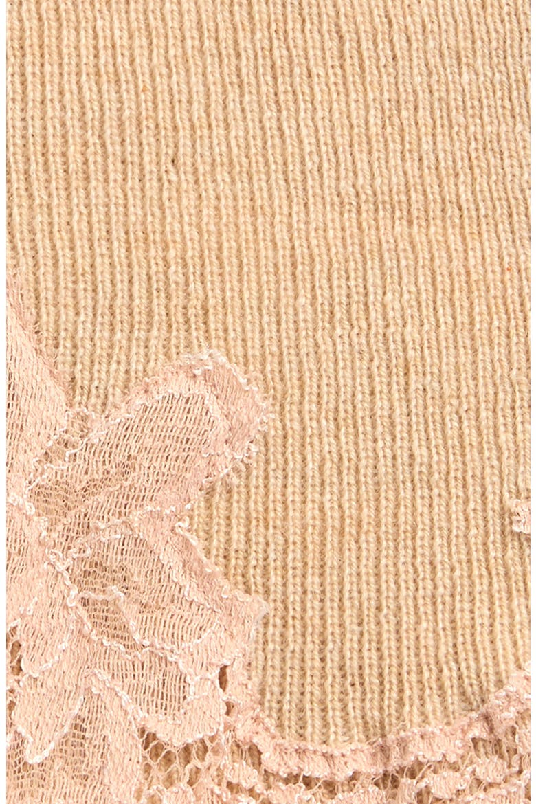 Lace Trim Cashmere Headband, Alternate, color, ALABASTER/ ROSE DUST