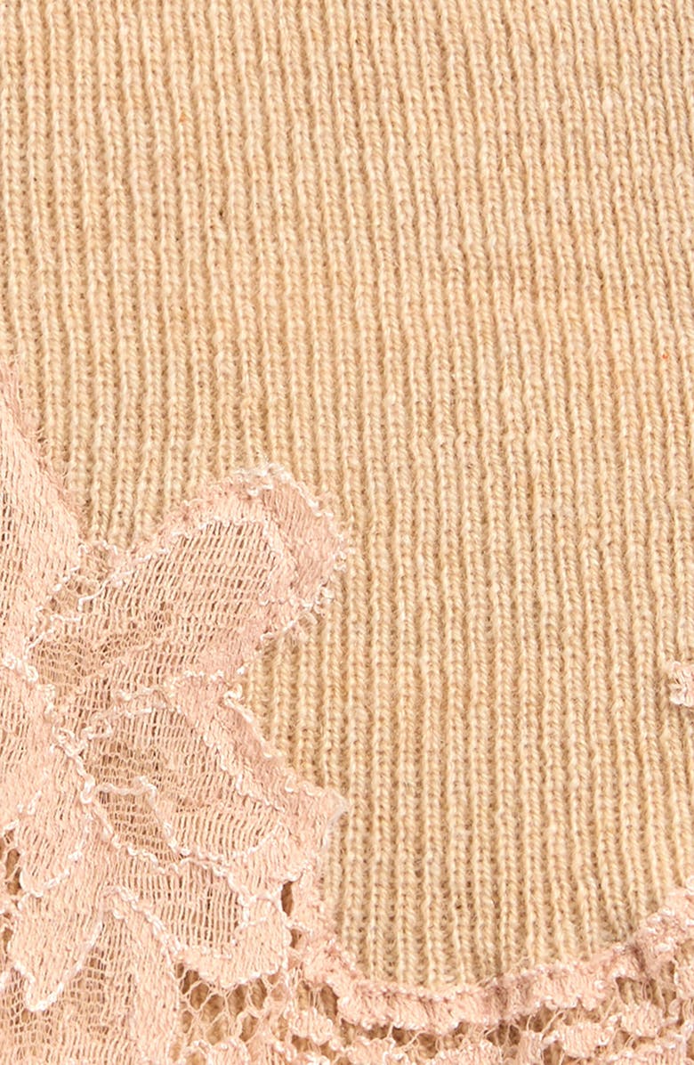 Valentino Garavani Lace Trim Cashmere Headband, Alternate, color, Alabaster/ Rose Dust