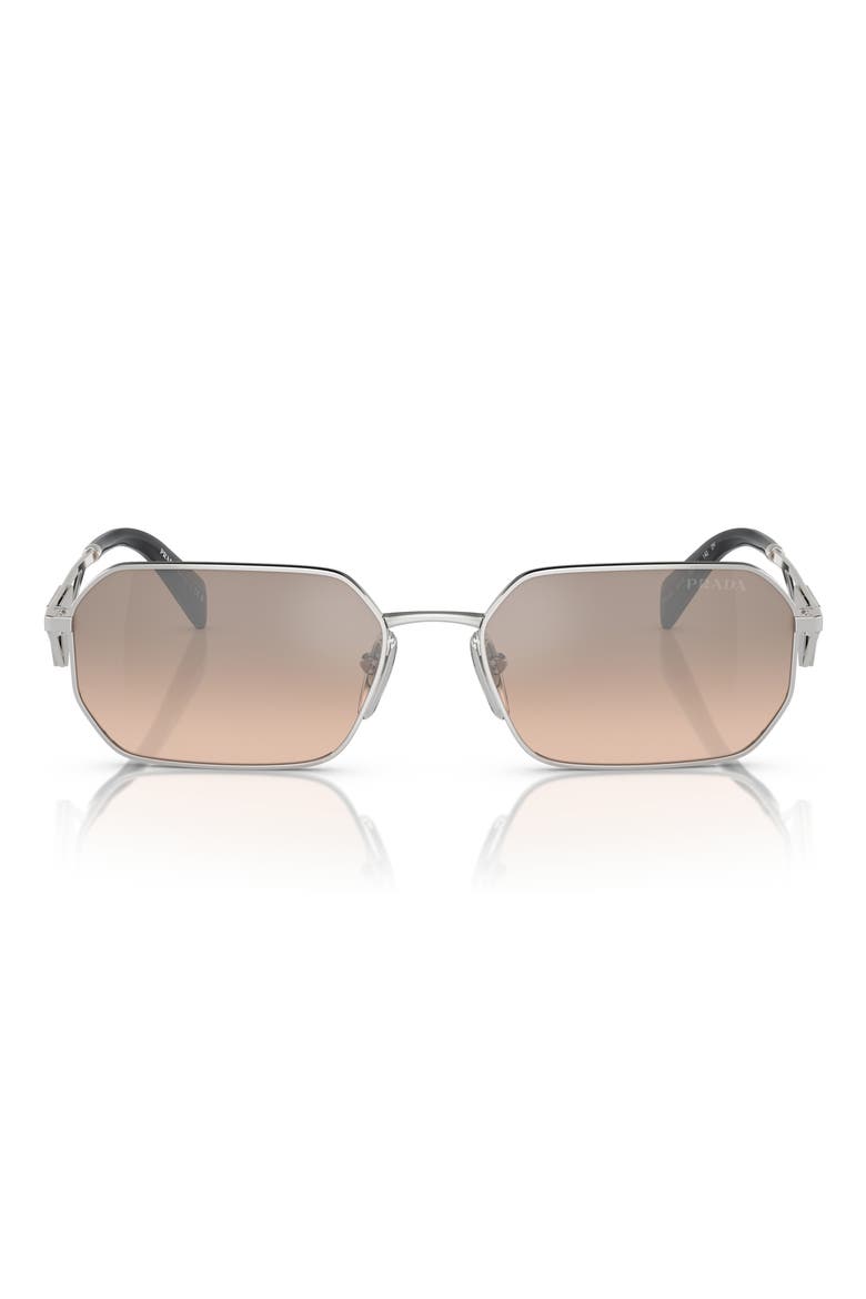 58mm Rectangular Sunglasses, Main, color, PALE GOLD BROWN MIRROR/ SILVER
