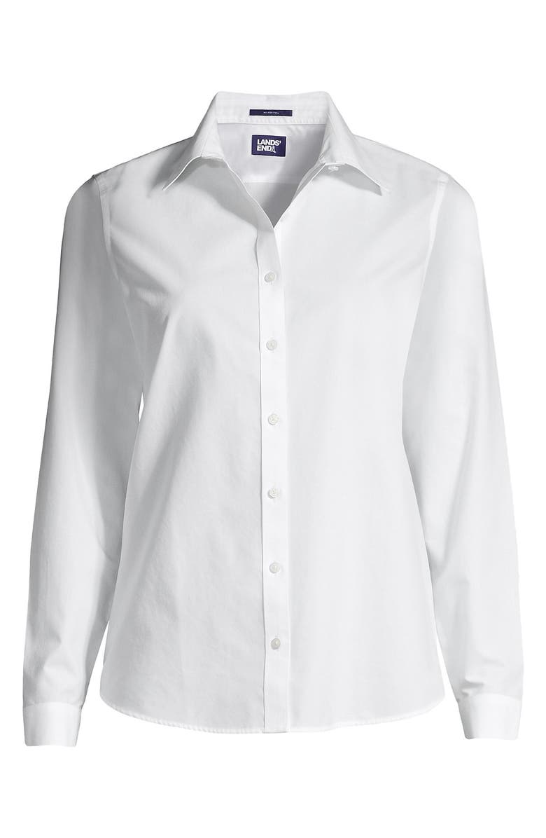 Lands' End No Iron Supima Cotton Long Sleeve Shirt, Alternate, color, White