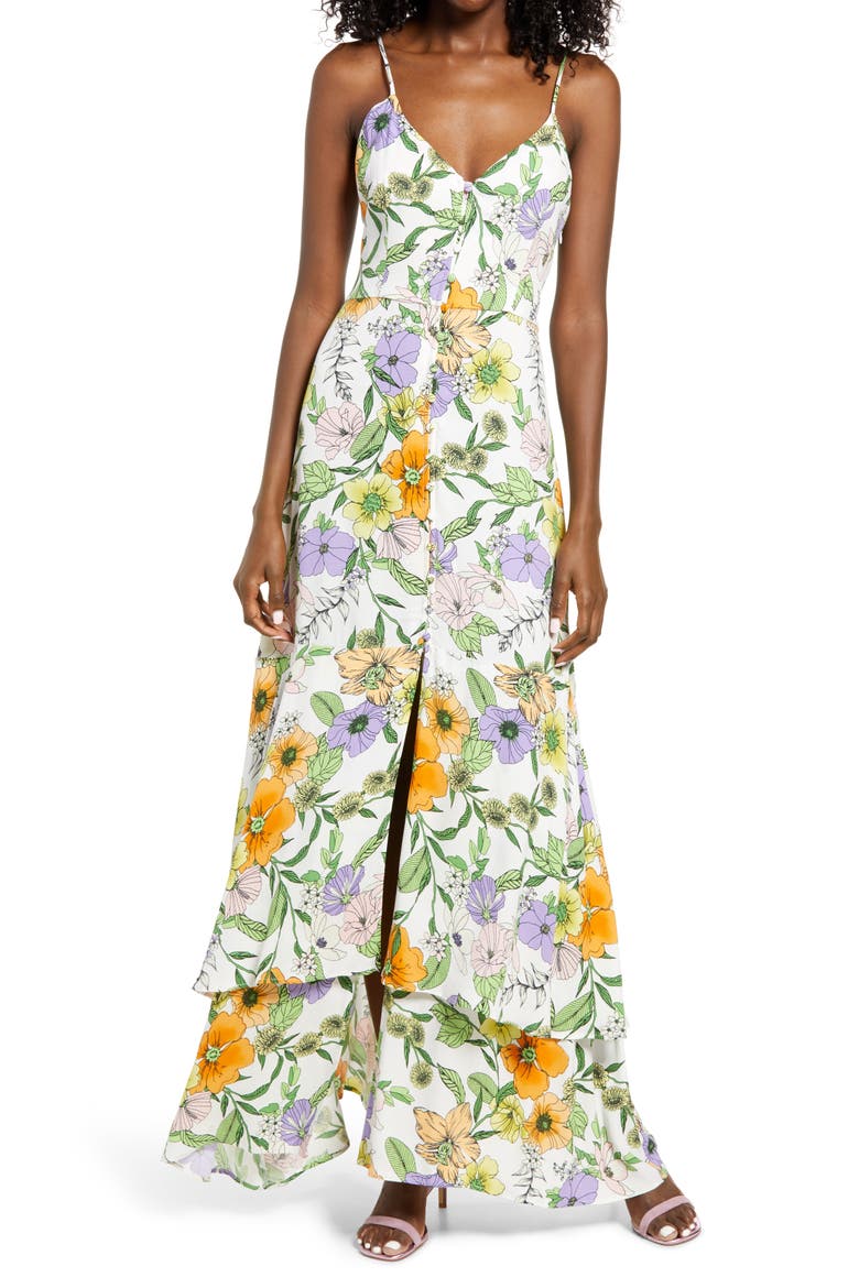 Nella Print Tiered Dress, Main, color, VINTAGE FLORAL