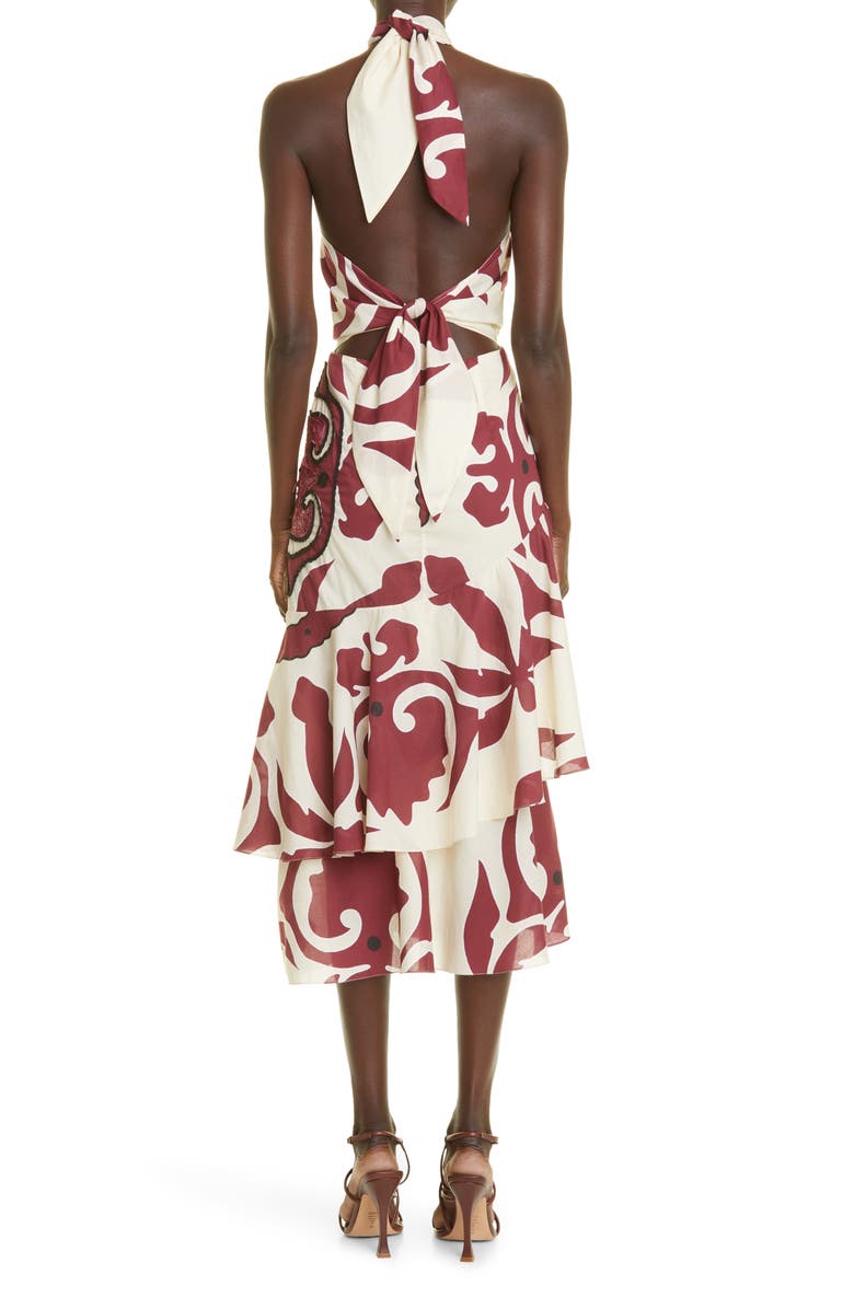 Johanna Ortiz Unforgettable Summer Halter Organic Cotton Midi Dress, Alternate, color,