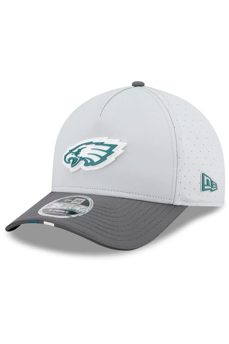 Men's New Era  Gray/Graphite Philadelphia Eagles 2025 NFL Training Camp A-Frame 9FORTY Adjustable Hat, Main, color, Gray