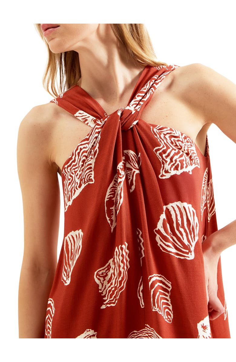 Ro&Zo Shell Print Twist Neck Dress, Alternate, color, Rust