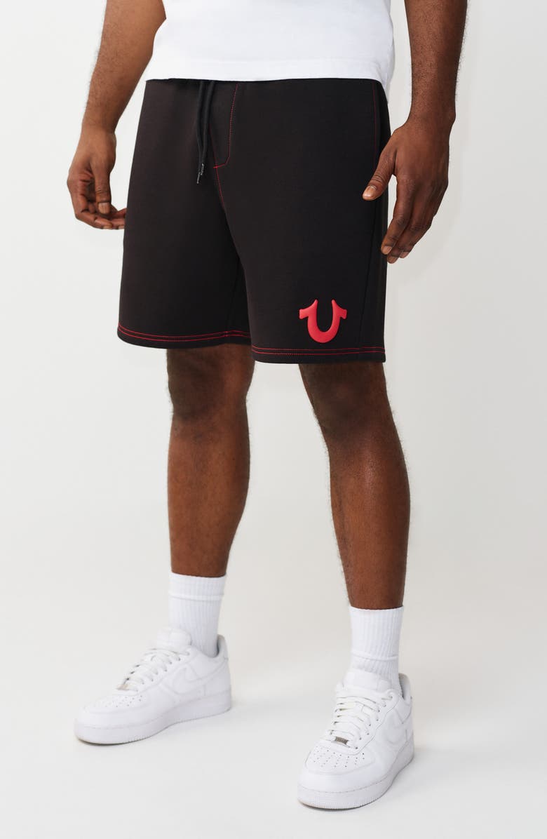 True Religion Cotton Blend Sweat Shorts, Alternate, color, Jet Black