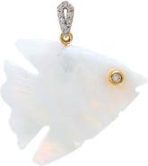 BY ADINA EDEN Rainbow Moon Carved Fish Diamond Charm 14K