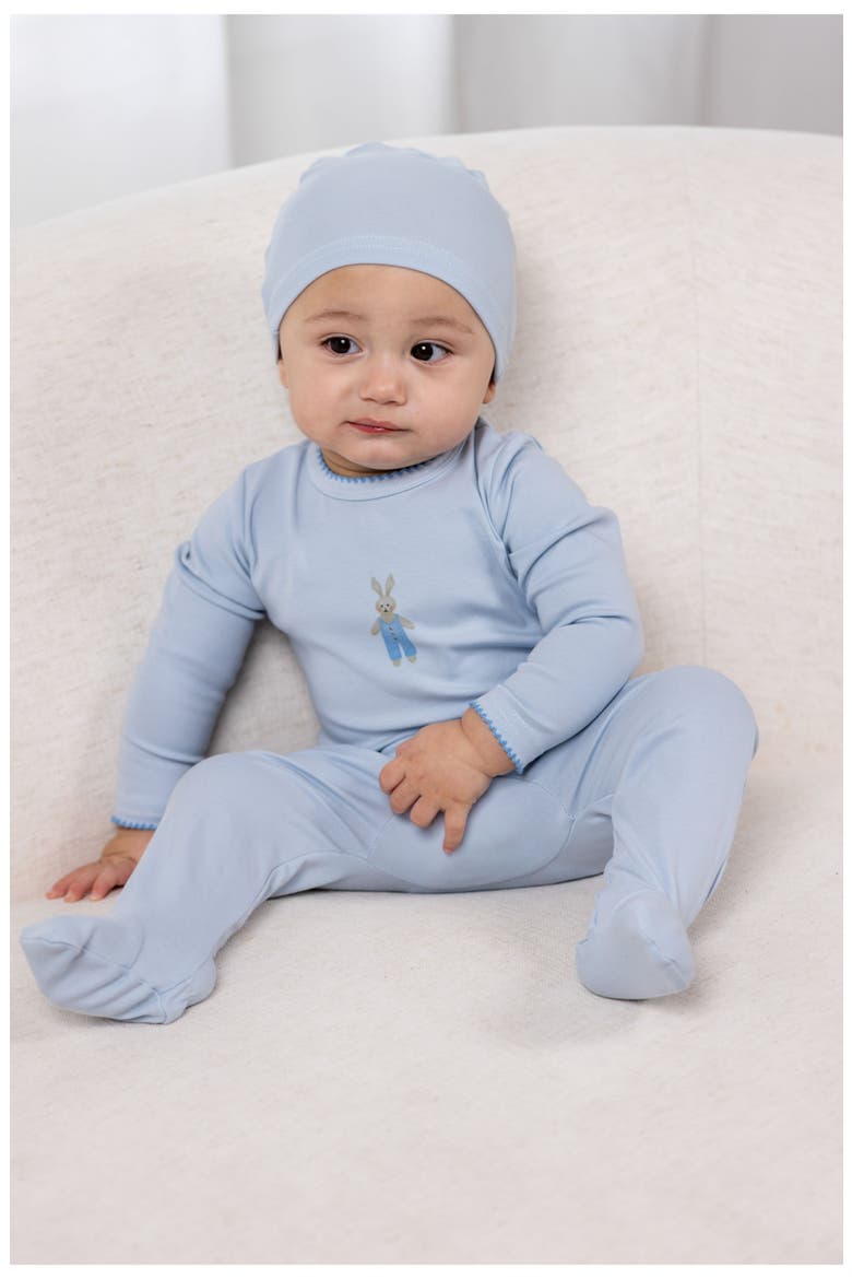 Bunny Graphic Footie for Baby Boy, Alternate, color, Blue