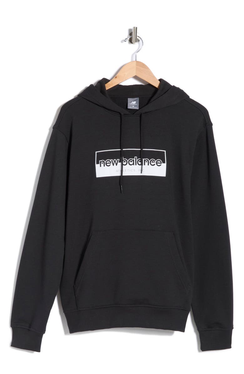 New Balance Rectangular Logo Graphic Hoodie, Main, color, Black