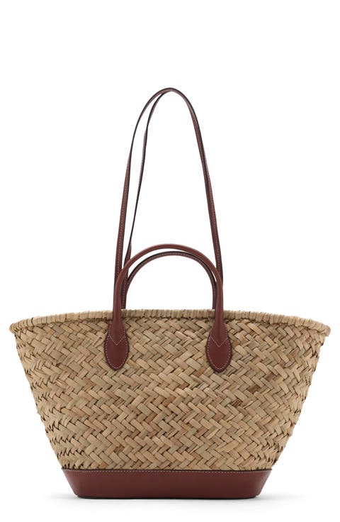 Large Double Handle Natural Fiber Shoulder Bag