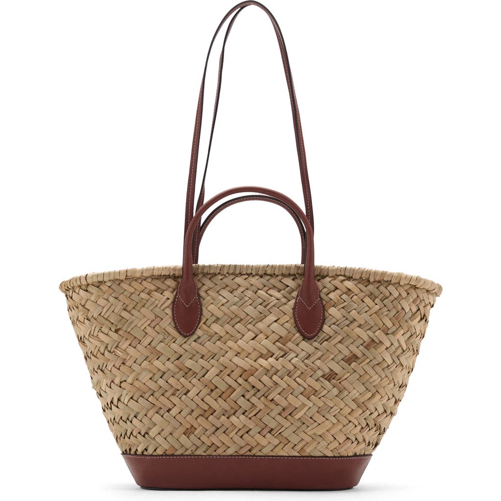 Mango Large Double Handle Natural Fiber Shoulder Bag