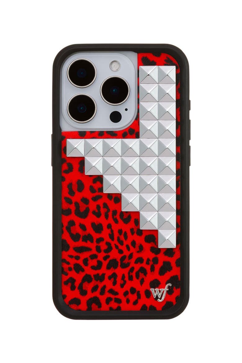 Red Meow Stud iPhone Case, Main, color, Red