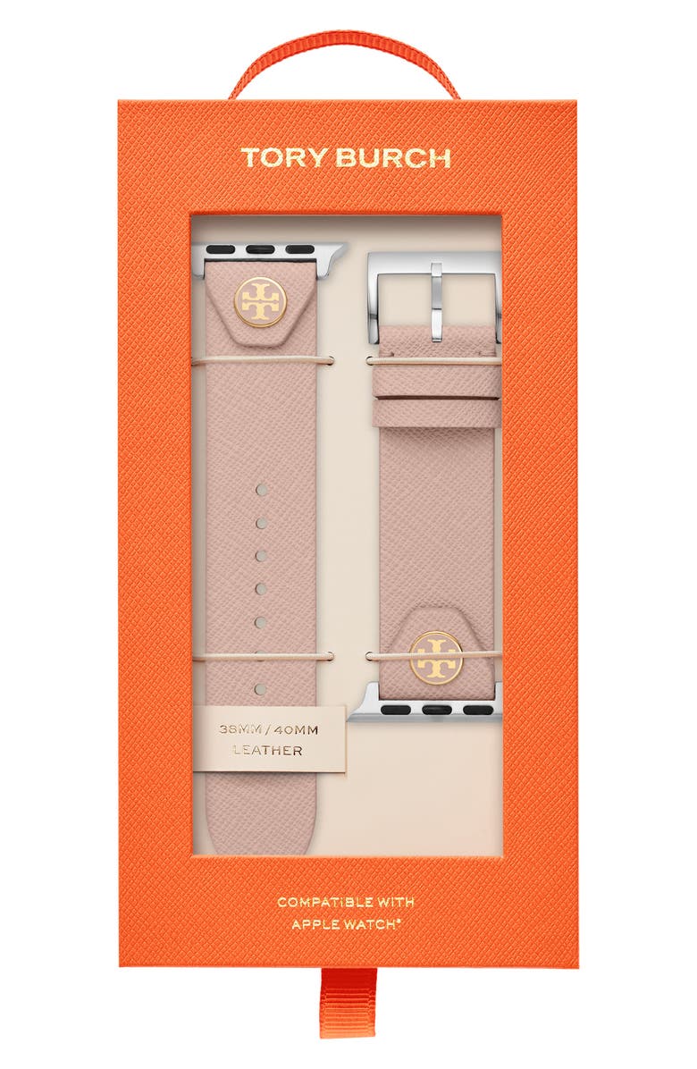 Tory Burch The Studs Leather Apple Watch<sup>®</sup> Band, Alternate, color,