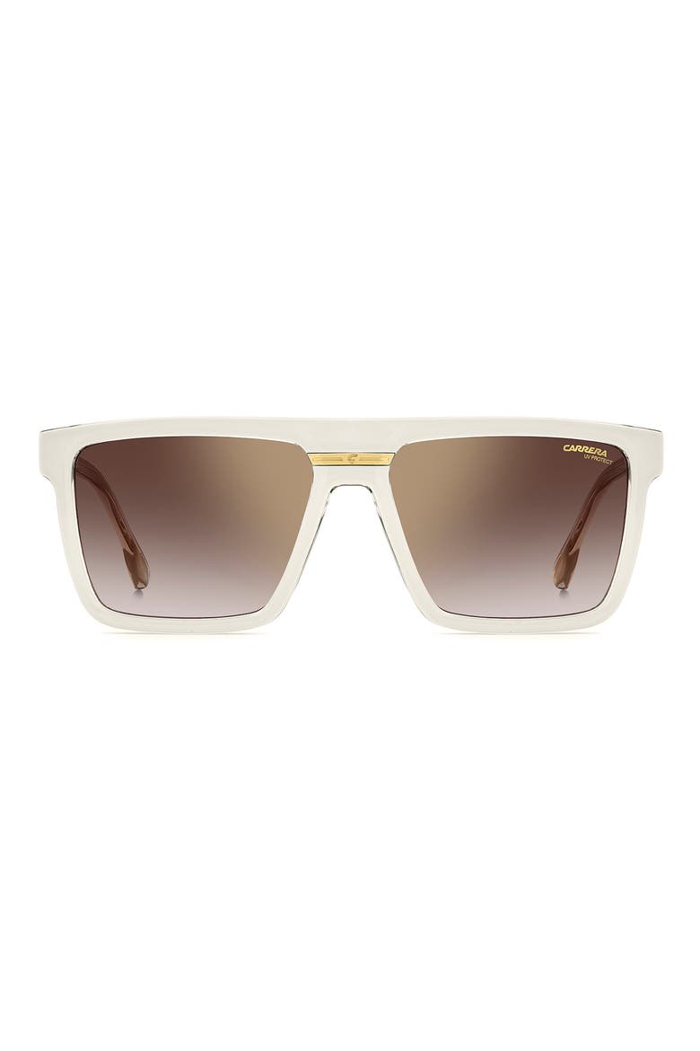 Victory 58mm Rectangular Flat Top Sunglasses, Main, color, GOLD IVORY