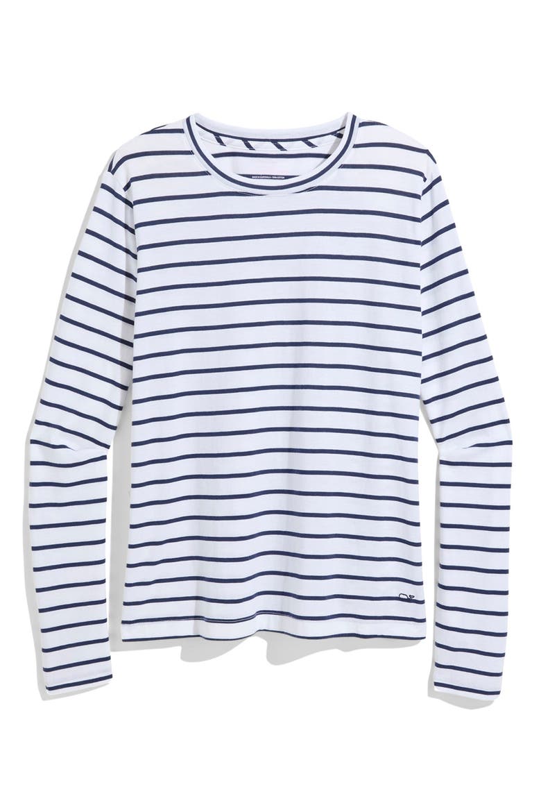 Long Sleeve Crewneck T-Shirt, Alternate, color, STRIPE- WHITE/ NAVY