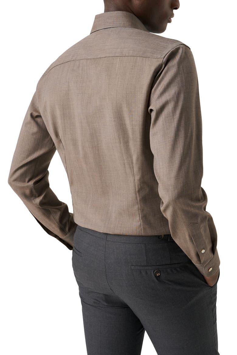 Slim Fit Blue Mélange Wool Dress Shirt, Alternate, color, LIGHT BEIGE