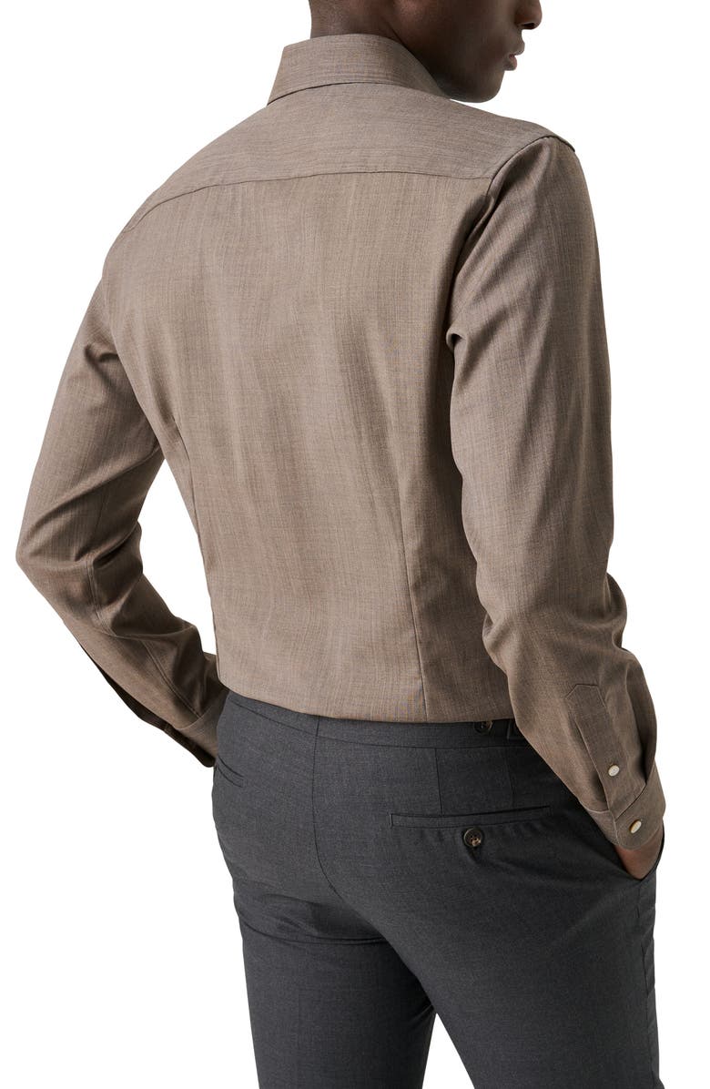 Eton Slim Fit Brown Mélange Wool Dress Shirt, Alternate, color, Light Beige