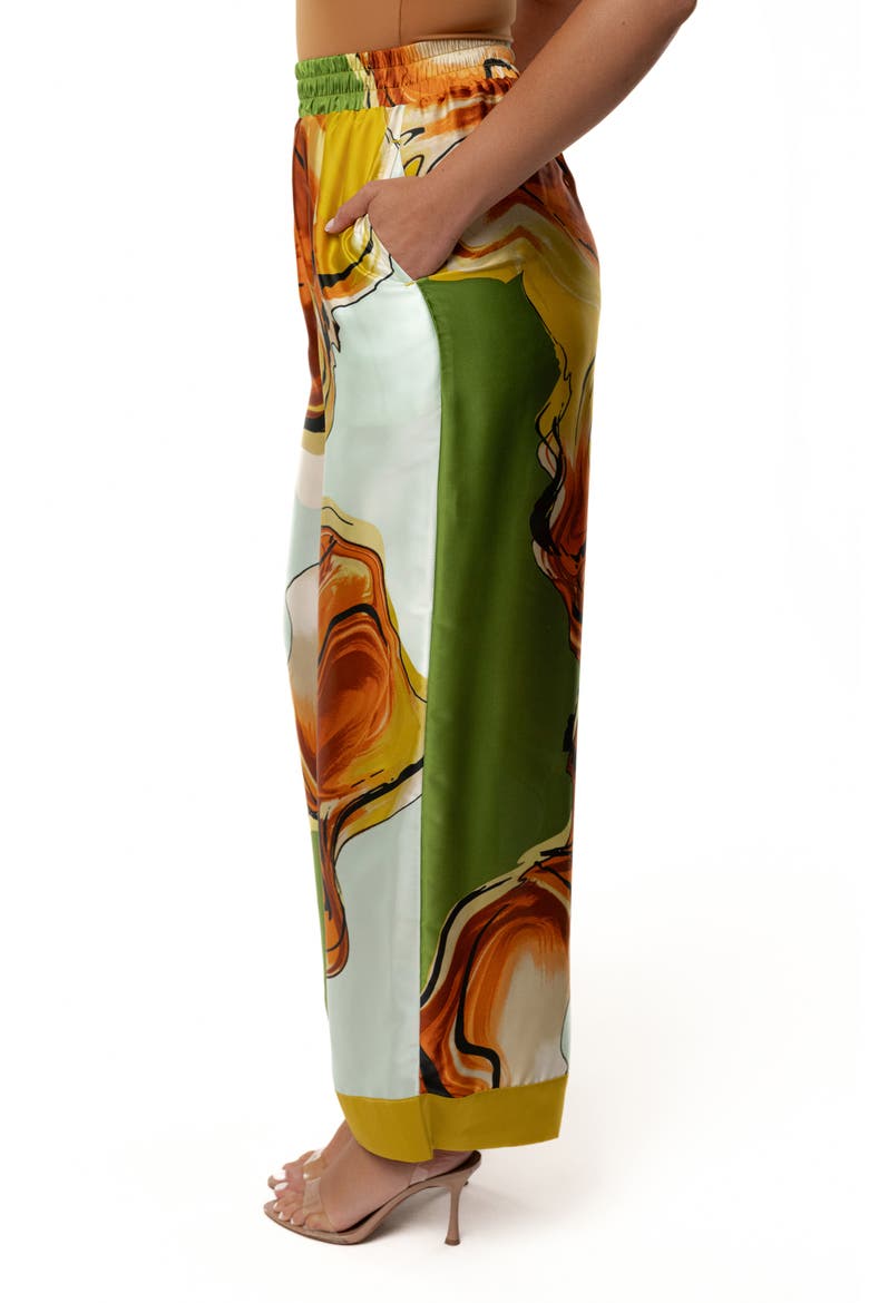 Jet Set Satin Wide Leg Pants, Alternate, color, GREEN