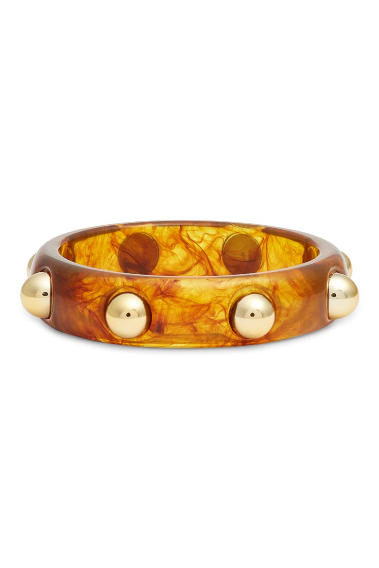 Studded Resin Bangle, Main, color, AMBER- GOLD