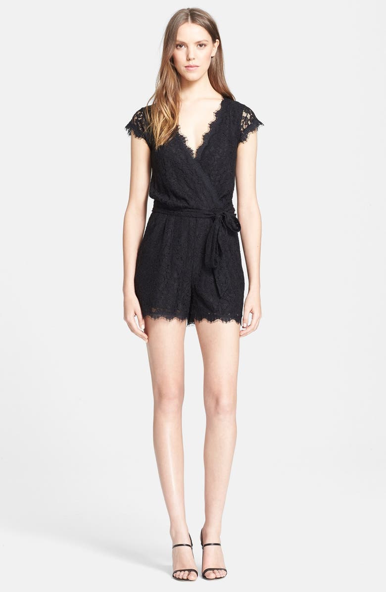Diane von Furstenberg 'Purdette' Lace Romper, Main, color, 