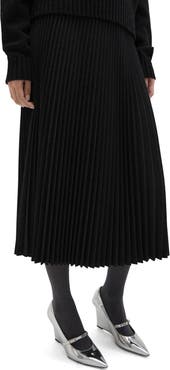 Theory Wool Blend Pleated Midi Skirt